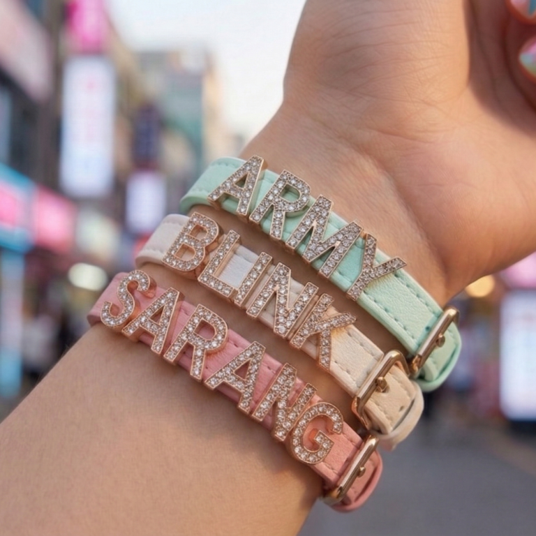 Bracelets personnalisés K-pop Army Blink Sarang en cuir pastel idée cadeau tendance pour ado et jeune fille Rêve Étoilé